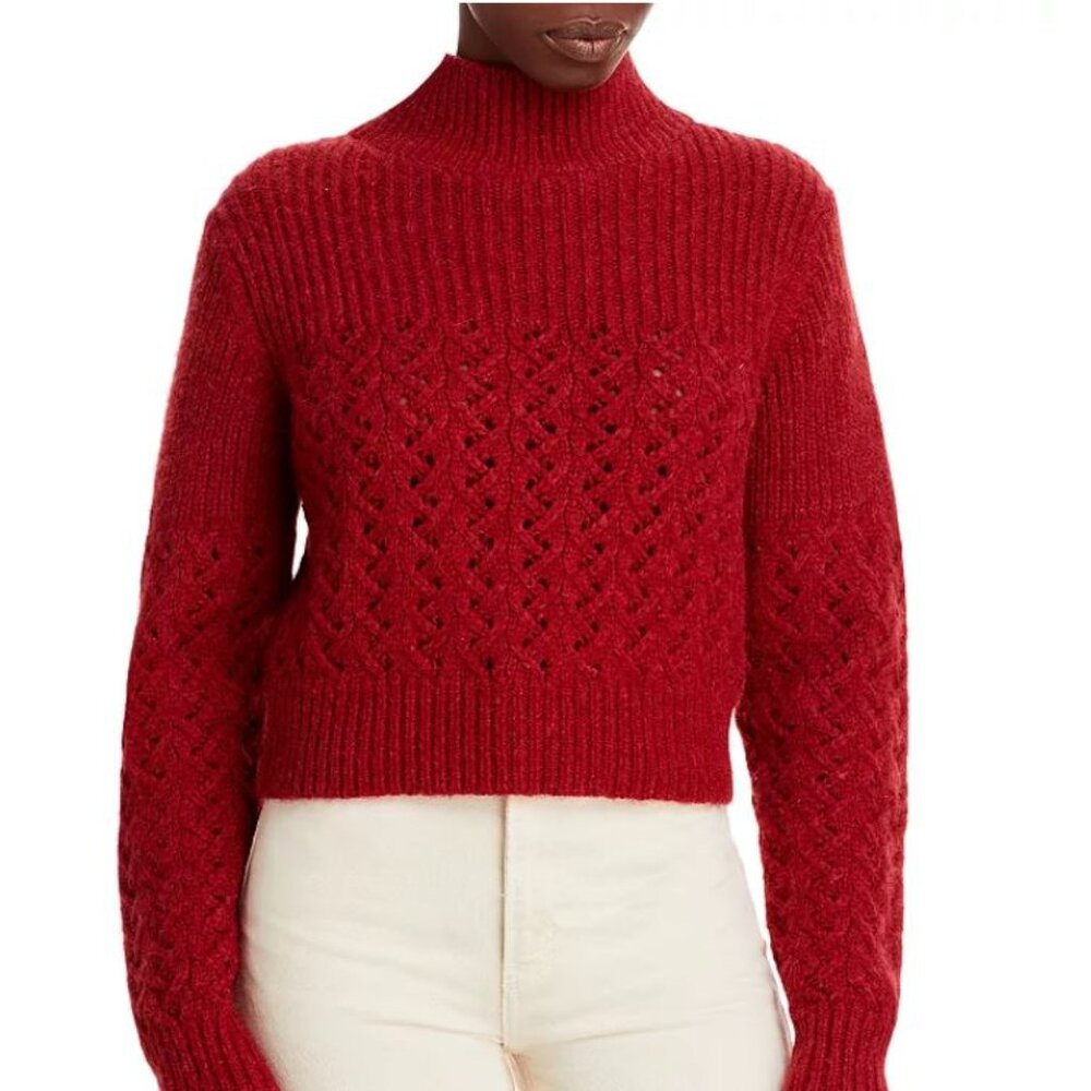 🍓NWT Rebecca Taylor Italian Yarn Alpaca Chainette Turteneck Sweater Medium $542
